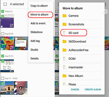 back up android photos to sd card