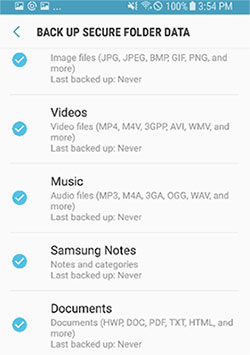 back up data in samsung secure folder