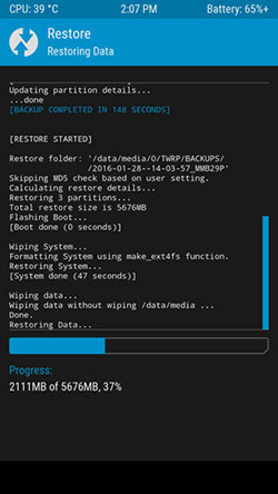 restore a nandroid backup