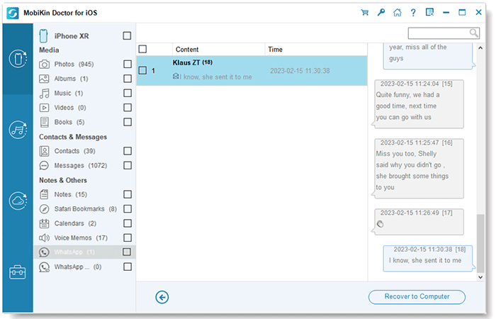 back up whatsapp from iphone to pc with mobikin doctor for ios