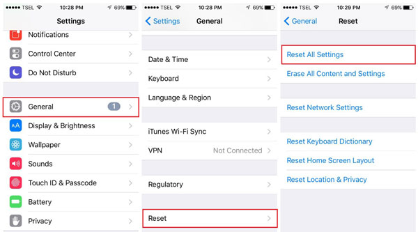 reset all settings