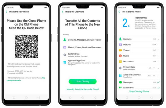 back up contacts in oneplus to new oneplus with clone phone
